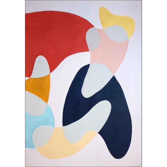 2026, Mid-Century Modern Style, Abstract Painting Triptych in Pastel Tones, Floating Shapes, Acrylic on Watercolor Paper by Ryan Rivadeneyra For Sale In Miami - Image 6 of 11