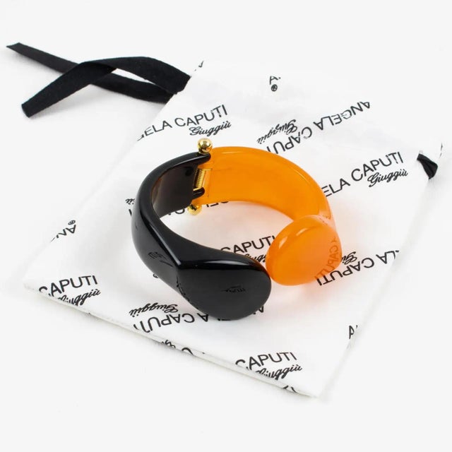 Angela Caputi Angela Caputi Bi-Color Resin Clamper Bangle Bracelet For Sale - Image 4 of 11