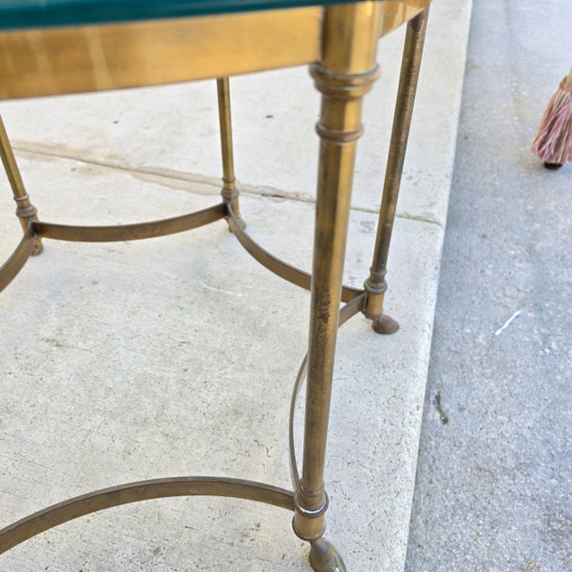 Vintage Labarge Side Tables Brass Glass Hoof Footed Octagonal Pair For Sale - Image 10 of 17