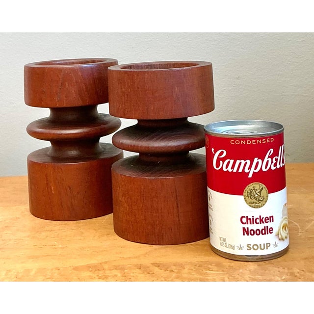 Vintage Mid-Century Modern Wood Candle Holders - A Pair For Sale - Image 9 of 12