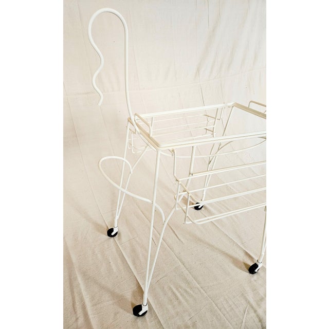 Mid-Century Modern MCM Retro Weinberg Style Pony Bar Cart Tray on Swivel Wheels For Sale - Image 3 of 12