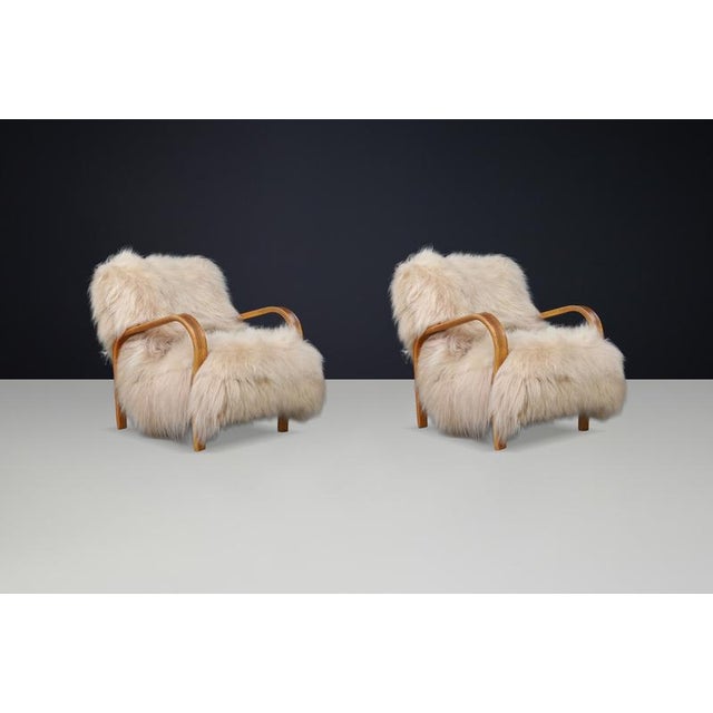 White Lounge Chair in Patinated Bentwood by Kozelka & Kropáček, 1940s For Sale - Image 8 of 18