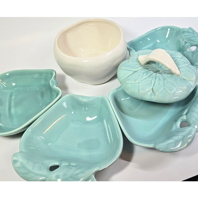 Mid Century Teal Pear Serving Set- Set of Five For Sale - Image 11 of 12