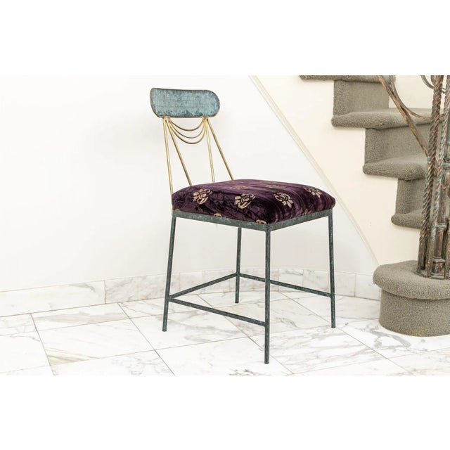 Metal Mid-Century Italian Bronze & Brass Iron Swag Accent Chair For Sale - Image 7 of 7