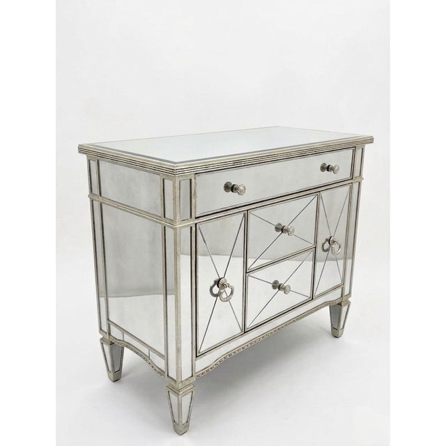 Vintage Mirrored Chest With Patinated Silver Finish For Sale - Image 4 of 8