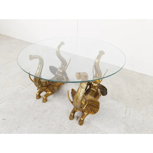 1970s Vintage Brass Elephant Coffee Table, 1970s For Sale - Image 5 of 10