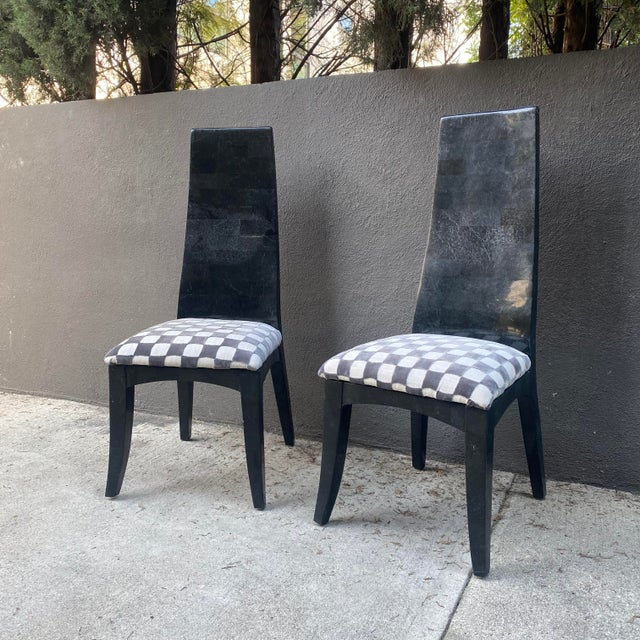 1980s 1980s Pair of Black Tessellated Stone Chairs For Sale - Image 5 of 10