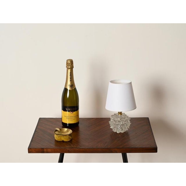 Round Rostrato Murano Glass and Brass Table Lamp from Barovier & Toso, Italy, 1940s For Sale - Image 6 of 14