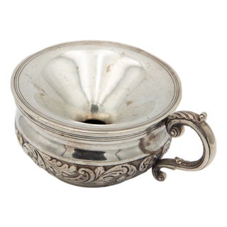 Silver Spittoon with Reliefs and Fixed Handle For Sale