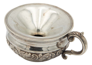 Silver Spittoon with Reliefs and Fixed Handle