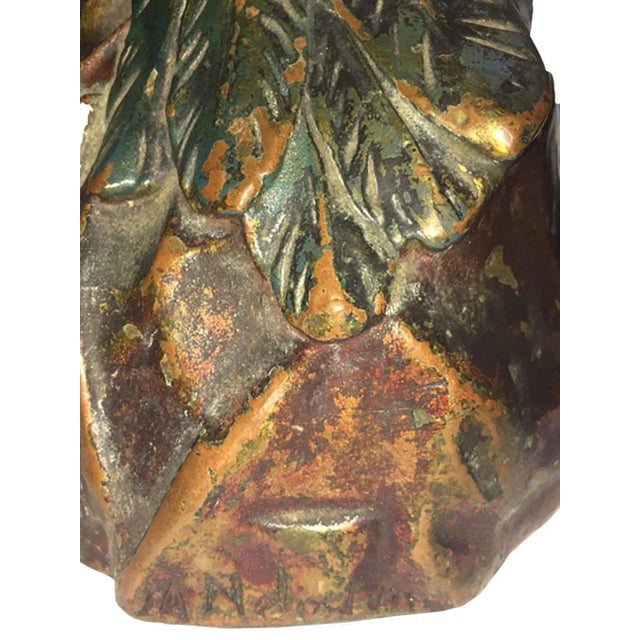 19th Century 19th Century North American Indian Bronze Chiefs Signed Bookends - a Pair For Sale - Image 5 of 8