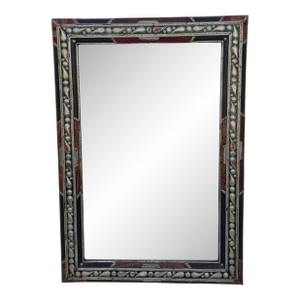 Moroccan Rectangular Metal and Leather Patches Mirror