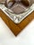 A refined mid-century catchall by Rothschild, featuring a sculptural clear glass insert set within a solid American walnut...