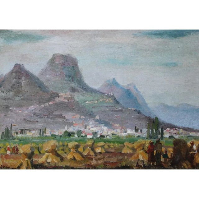 Julijs Vilumainis, Landscape with Mountains, South of France, Oil on Cardboard on Canvas, 1970s For Sale - Image 6 of 6