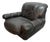 Large Italian Space Age Postmodern Black Leather Lounge Chair with Brass Buttons and Cord Lacing from Busnelli, 1970s For Sale