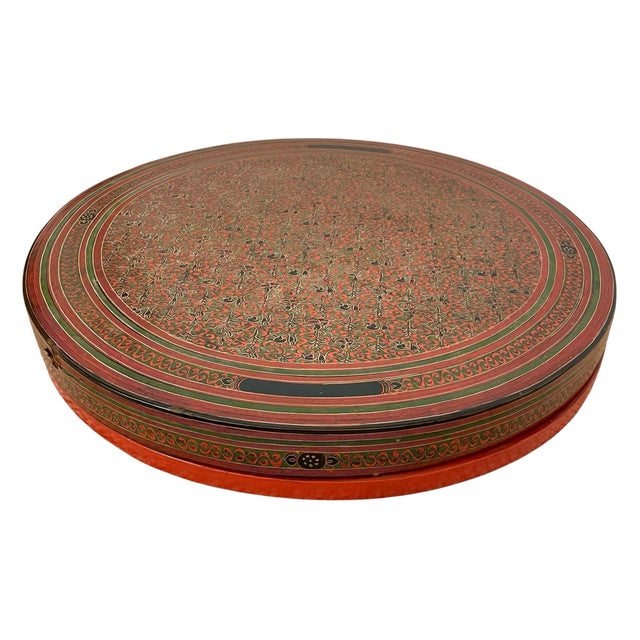 This gorgeous Vintage Burmese Lacquer Wood Snack Sweet Box is a unique and functional piece measuring 20 inches in...