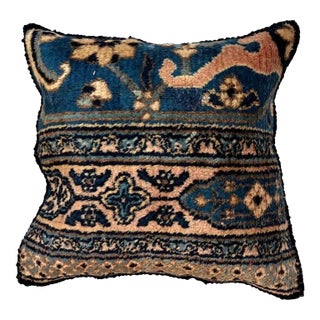 Pillow W/Antique Persian Rug , 1'4" X 1'4" For Sale