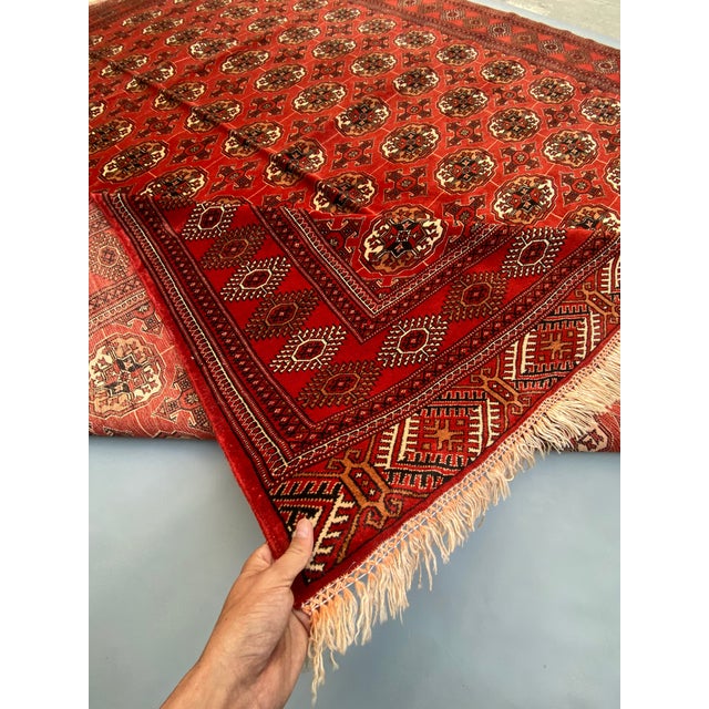 Burnt Umber Turkmen Tekke Living Area Rug For Sale - Image 8 of 9