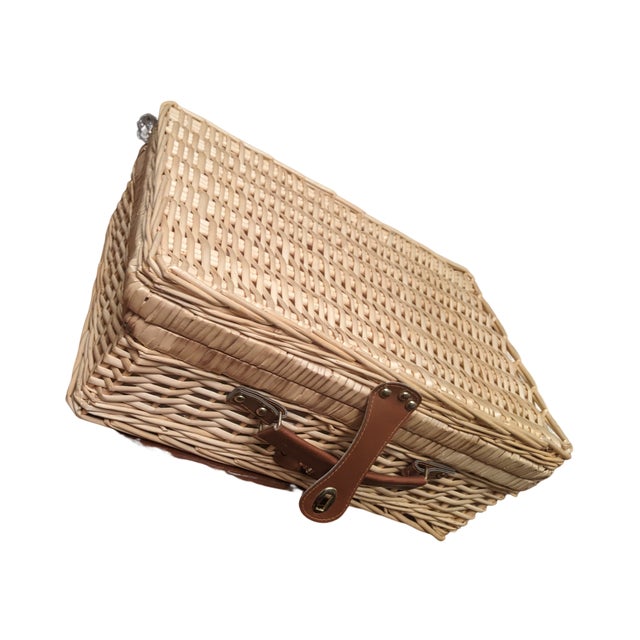 Vintage Wicker Picnic Basket Set for Two Chairish