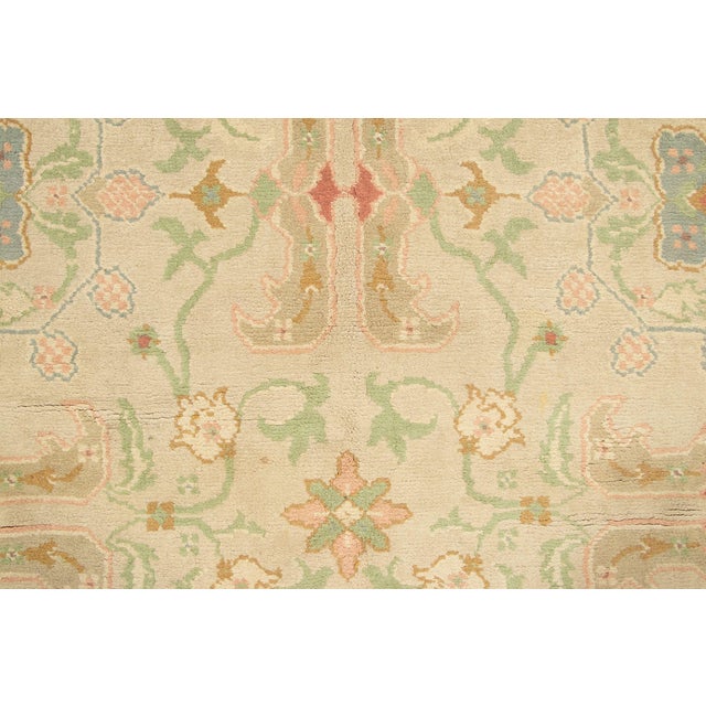Traditional Oversized Vintage Oushak Rug in Beige & Green Floral Design - Rug & Kilim For Sale - Image 3 of 7
