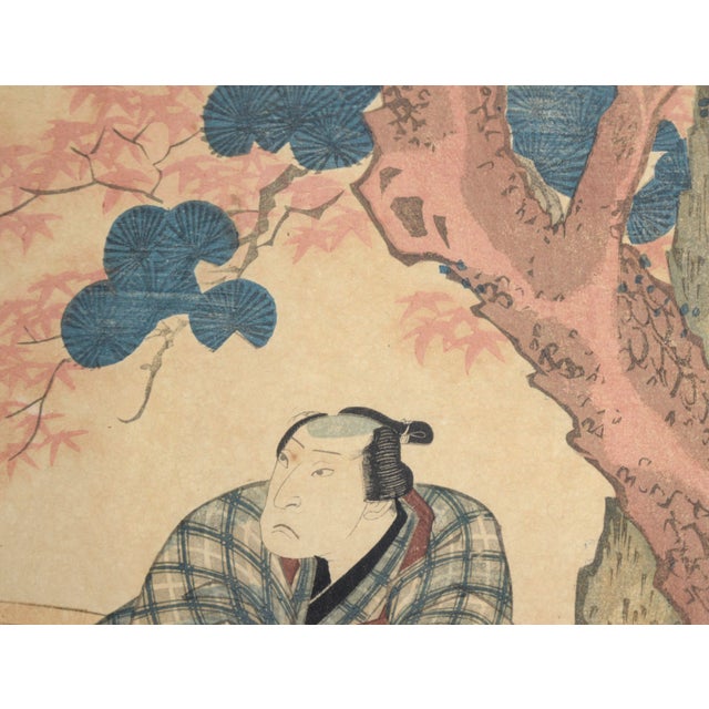 Red Actor Arashi Rikan II as Aburaya Yohei - Figurative Woodblock Print on Paper by Shunbaisai Hokuei For Sale - Image 8 of 11