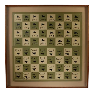 Chessboard "Homaage á Marcel Duchamp" with the L.H.O.O.Q. Mustache by Arman