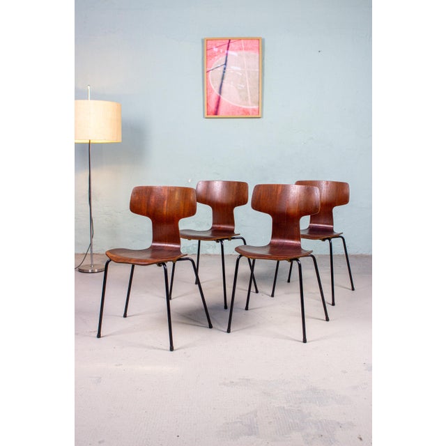 Vintage 3103 Hammer Chairs by Arne Jacobsen for Fritz Hansen, 1960s, Set of 4 For Sale - Image 12 of 18