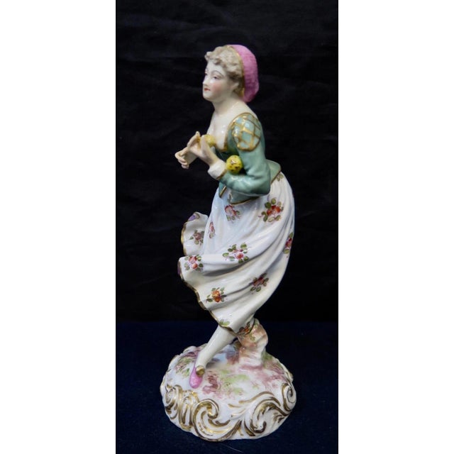 Ceramic Vintage Meissen Porcelain Figure of a Woman For Sale - Image 7 of 12