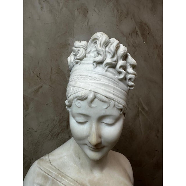 After Chinard, Bust of Juliette Récamier, 1800s, Marble For Sale - Image 9 of 18