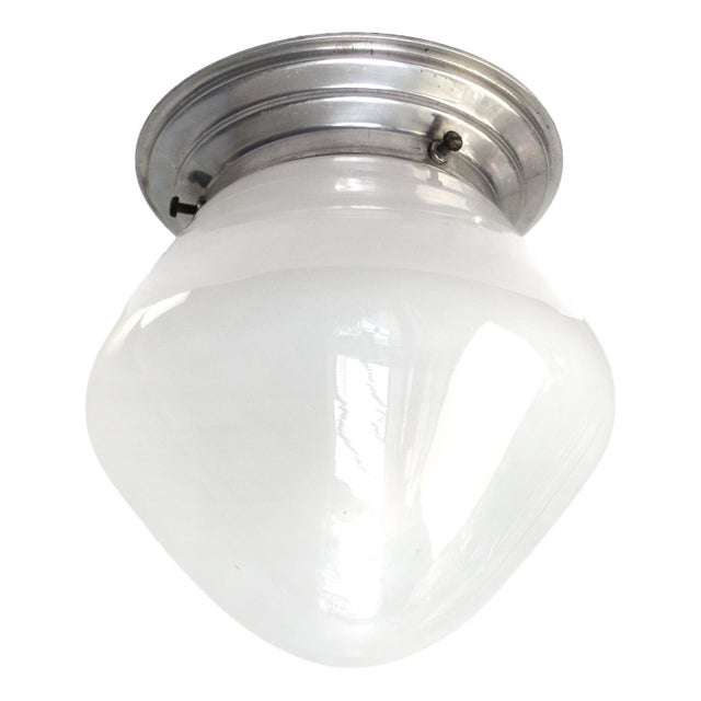 Vintage Art Deco Ceiling Lamp in Opaline Glass, 1920 For Sale - Image 3 of 6