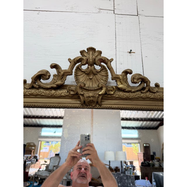 19th Century Large French Louis Philippe Carved and Giltwood Mirror For Sale - Image 12 of 12