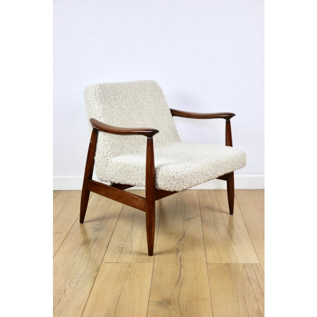 Vintage GFM 300-202 Armchair in Beige Cream Bouclé Lamb from J. Kedziorek, 1970s For Sale - Image 11 of 16