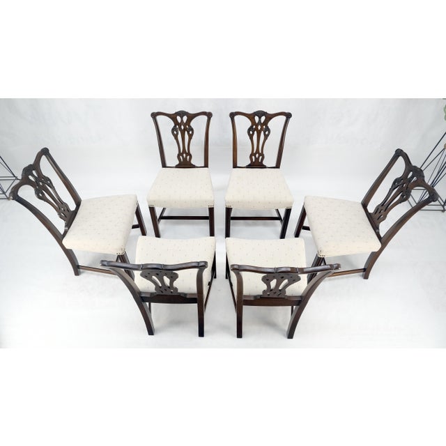 Set of 6 c1940s Mahogany Fine Carved Chippendale Style Chairs Clean! For Sale - Image 10 of 13