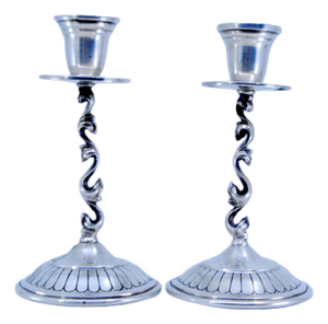 Silver Candlesticks with with Applications, Set of 2