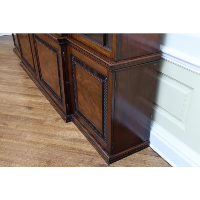 19th Century Antique Georgian Mahogany Breakfront Library Bookcase For Sale - Image 5 of 17
