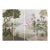 36" * H108" * 4ps, Retro French Hand-Painted Tropical Riverside Flamingo Mural, Low-Saturation Misty Wall Covering for Living Room & Bedroom For Sale