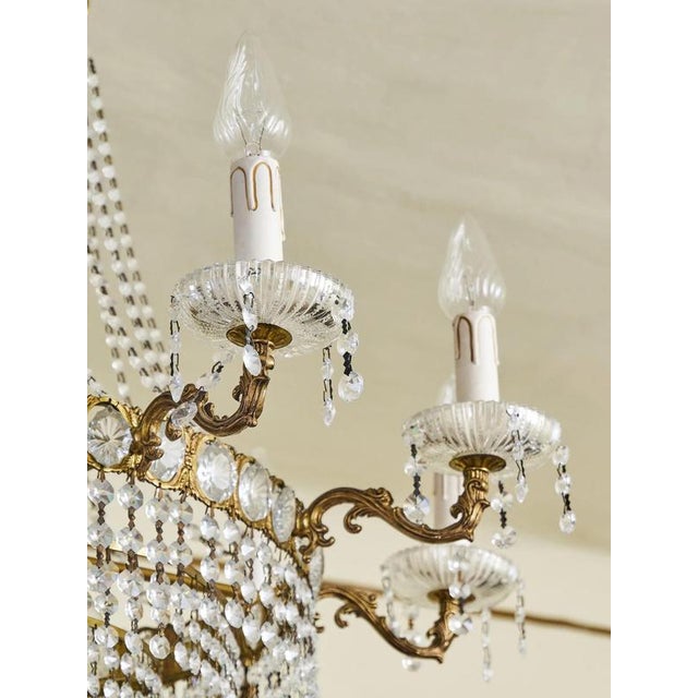 Glass Crystal Chandelier with 14 Bulbs For Sale - Image 7 of 11