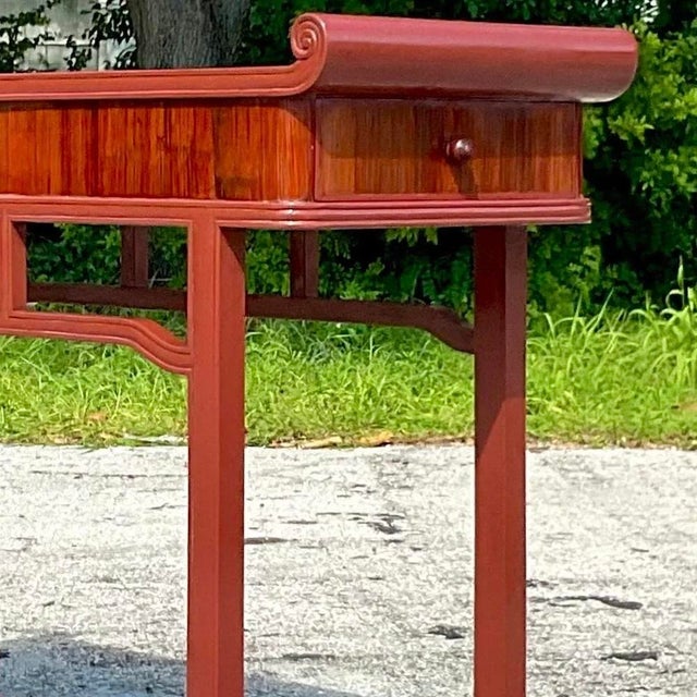 Late 20th Century Vintage Reclaimed Wood Tall Pagoda Console Table For Sale - Image 13 of 13
