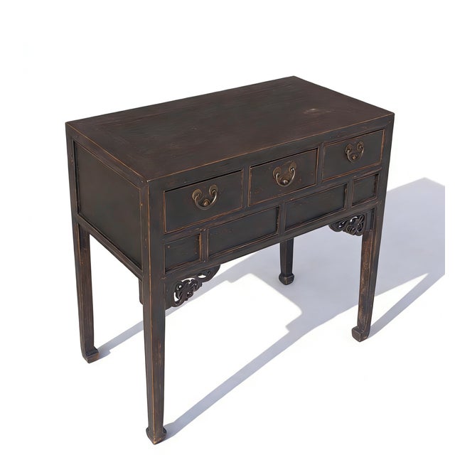 Chinese Antique Chinese 40" Three-Drawer Console Table For Sale - Image 3 of 5