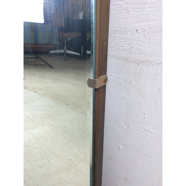 Mid Century Modern Long Rectangular Wall Mirror With Beveled Edge and Brass Accents For Sale - Image 18 of 18