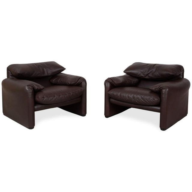 Maralunga Chairs in Leather from Cassina, Set of 2 For Sale - Image 16 of 16