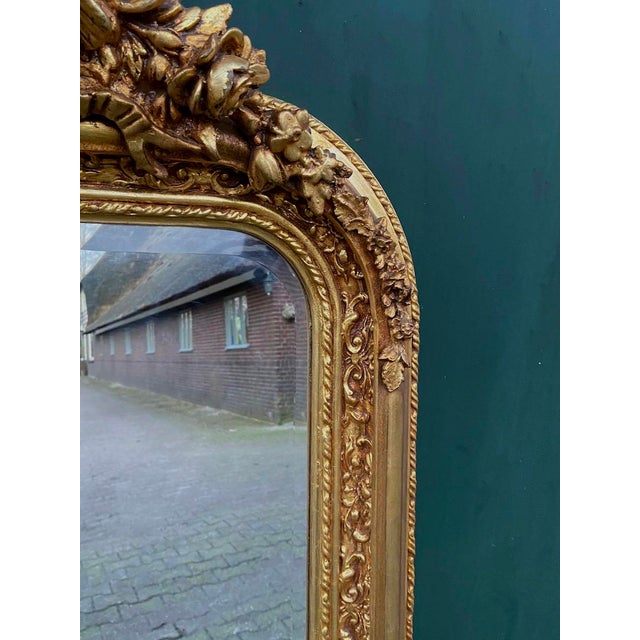 1980s French Louis XVI Gold Wood Floor Mirror For Sale - Image 10 of 11