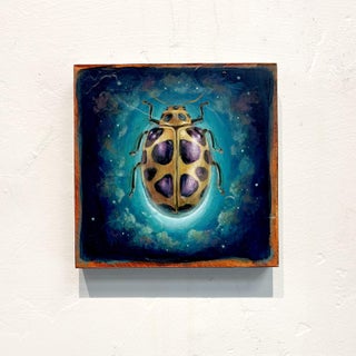 Space Beetle 02 by Stacy D'Aguiar | Acrylic on wood Illustration of a beetle against a cosmic background For Sale