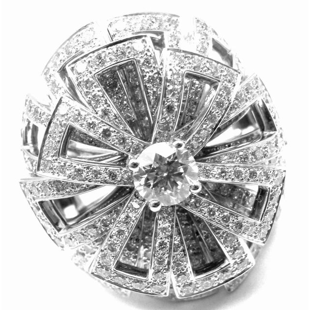 Authentic Chanel Flower 18k White Gold Diamond Large Ring This ring comes with Chanel box and GIA certificate for .50ct...
