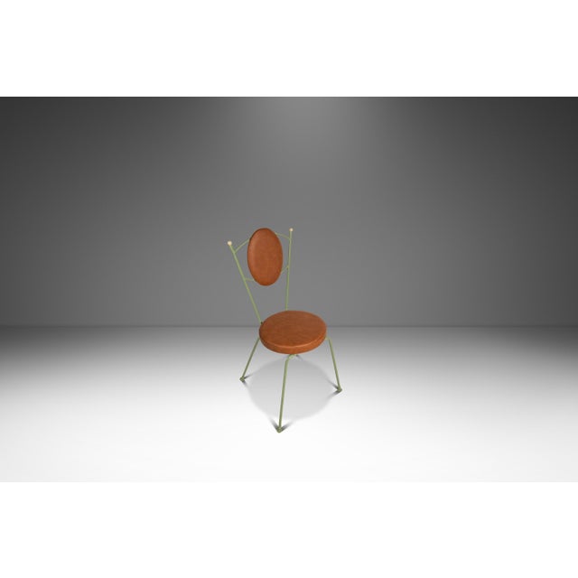 Green Set of Two (2) Mid-Century Modern Italian Outdoor Patio / Bistro Chairs in Wrought Iron & Vinyl, Usa, C. 1960s For Sale - Image 8 of 18