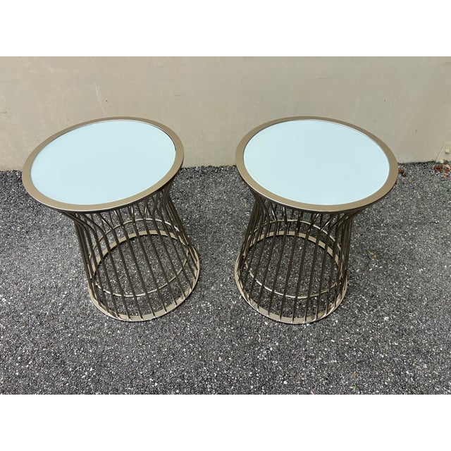Knoll Style Mid Century Chrome and Glass Side Table | Mid ... The Contemporary Chrome Platner Style Glass-Top Accent...