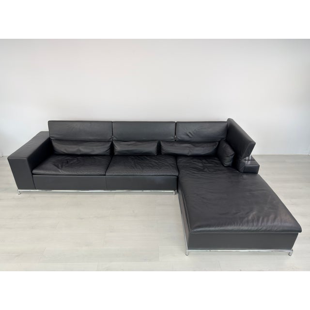 Dimensions: (Sofa) H 24” x W 90” x D 38” x SH 14.5” Chaise Longue H 24” x W 42.5” x D 79” x SH 14.5 Vintage Swiss modular...