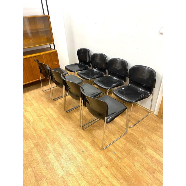 A complete set of eight beautiful, stylish and comfortable retro chairs designed by gerd lange, model drabert sm400k,...