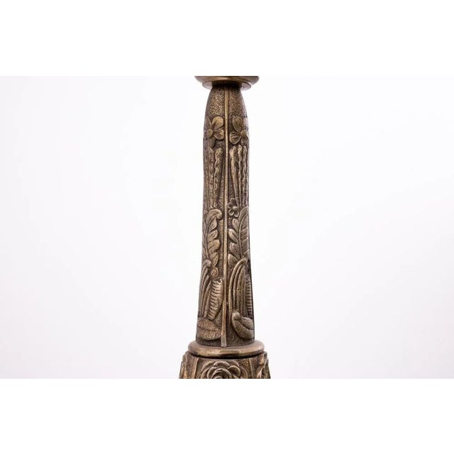 Metal Brass and Glass Chandelier, Poland, 1940s For Sale - Image 7 of 9