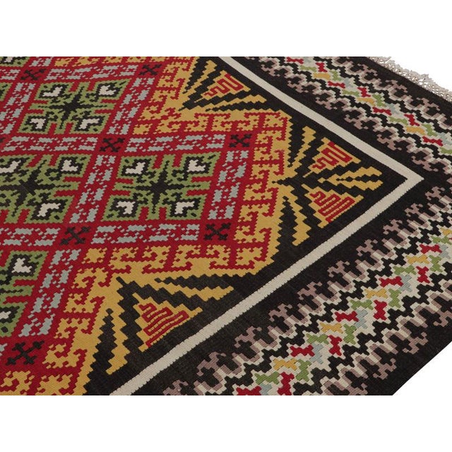 Tribal 1950s Vintage Balkan Kilim With Gold, Red & Green Geometric Patterns From Rug & Kilim For Sale - Image 3 of 7